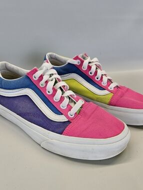 Vans Old Skool Neon Color Block Skate Shoes Womens 6.5 Discolored Vibrant School